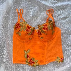 Orange flower corset bra